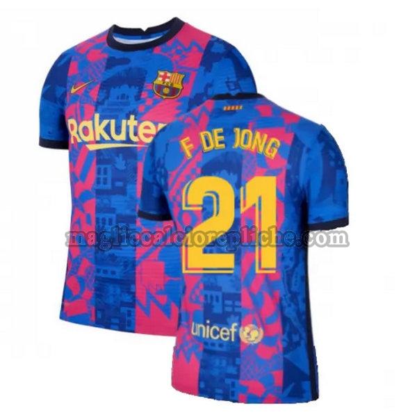 terza maglie calcio barcellona 2021 2022 f de jong 21 blu rosso