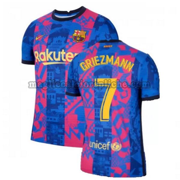 terza maglie calcio barcellona 2021 2022 griezmann 7 blu rosso