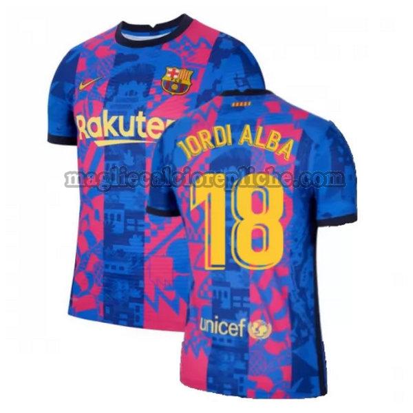 terza maglie calcio barcellona 2021 2022 jordi alba 18 blu rosso