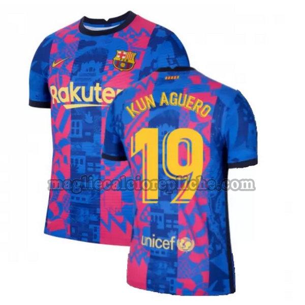 terza maglie calcio barcellona 2021 2022 kun aguero 19 blu rosso