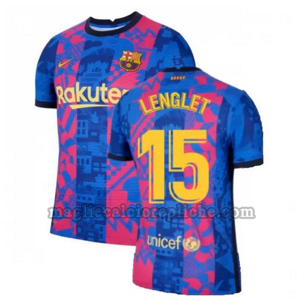 terza maglie calcio barcellona 2021 2022 lenglet 15 blu rosso