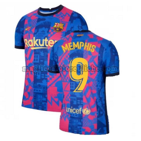 terza maglie calcio barcellona 2021 2022 memphis 9 blu rosso