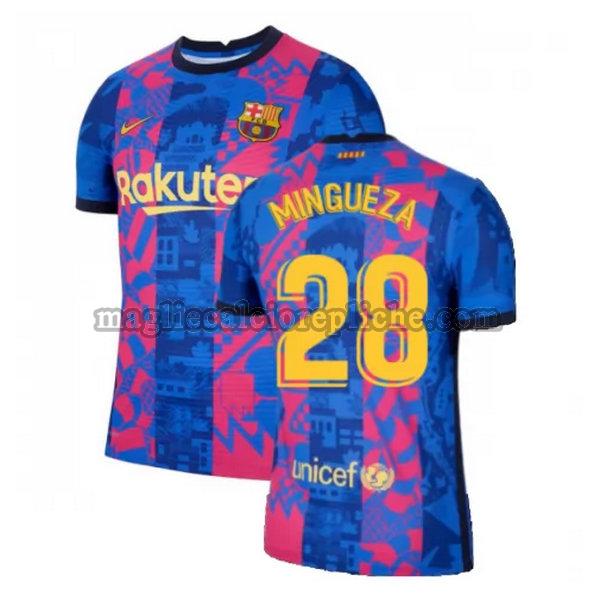 terza maglie calcio barcellona 2021 2022 mingueza 28 blu rosso