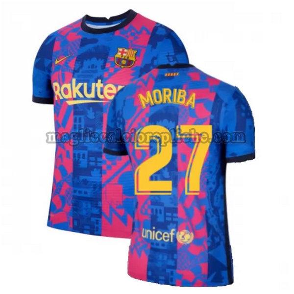 terza maglie calcio barcellona 2021 2022 moriba 27 blu rosso