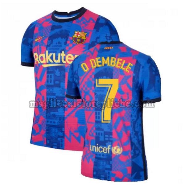 terza maglie calcio barcellona 2021 2022 o dembele 7 blu rosso