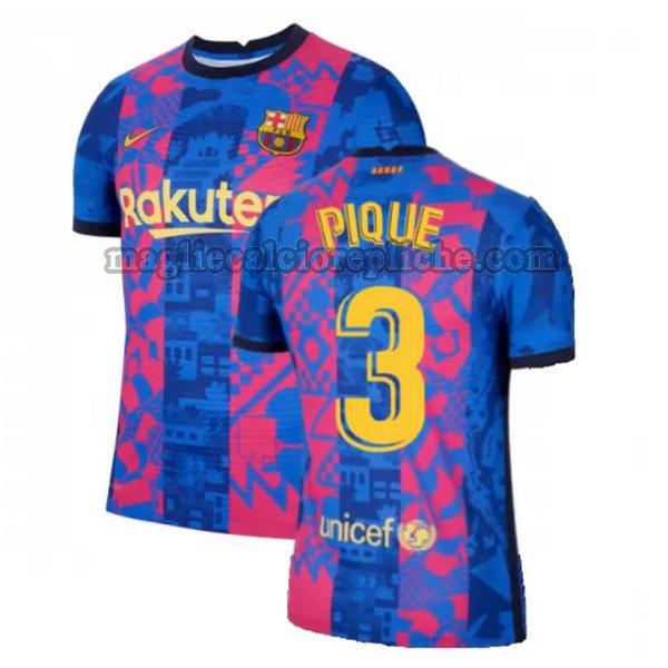 terza maglie calcio barcellona 2021 2022 pique 3 blu rosso