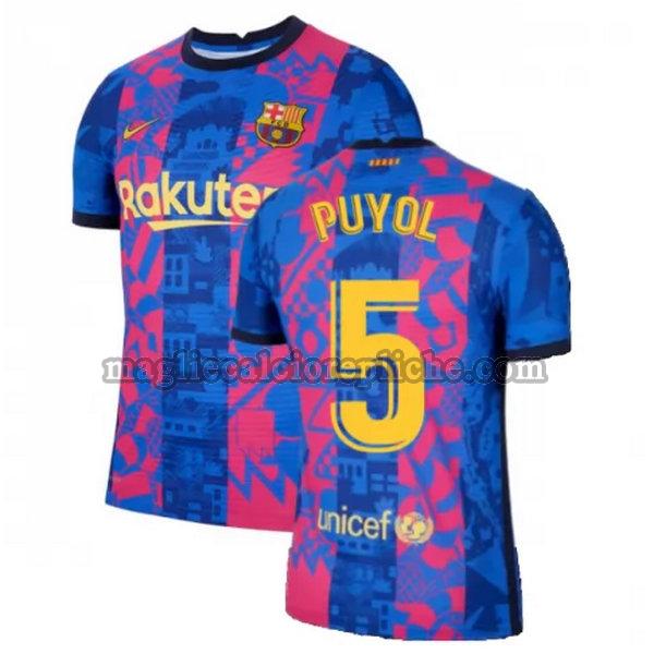 terza maglie calcio barcellona 2021 2022 puyol 5 blu rosso