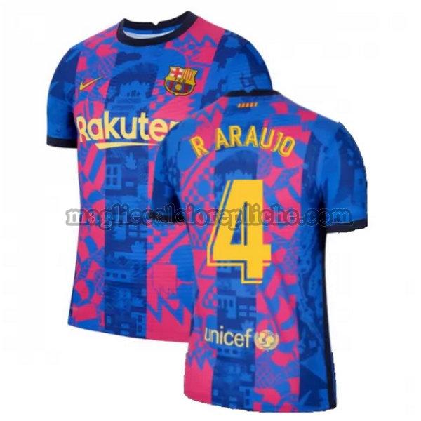 terza maglie calcio barcellona 2021 2022 r araujo 4 blu rosso