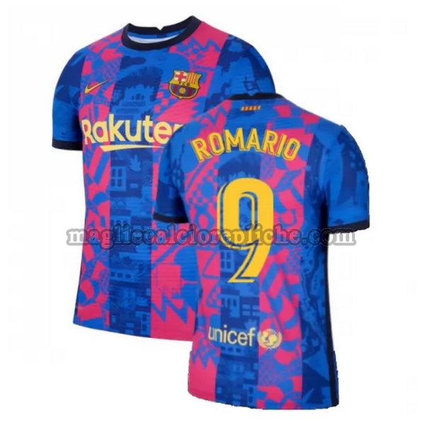 terza maglie calcio barcellona 2021 2022 romario 9 blu rosso