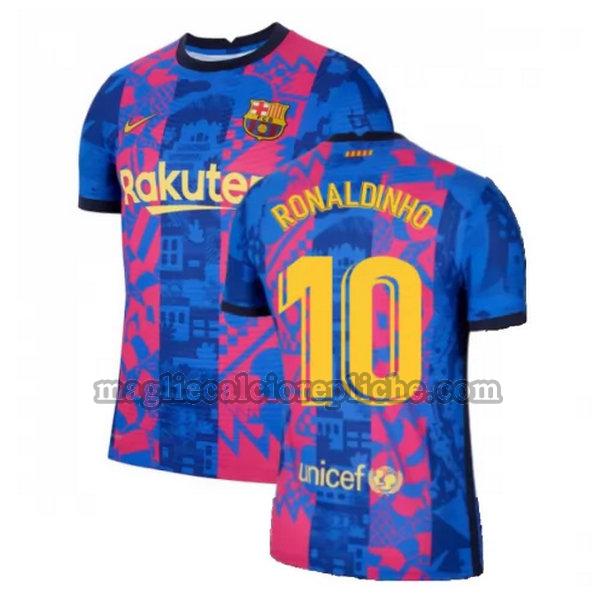 terza maglie calcio barcellona 2021 2022 ronaldinho 10 blu rosso