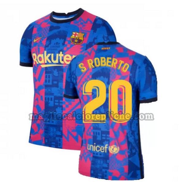 terza maglie calcio barcellona 2021 2022 s roberto 20 blu rosso