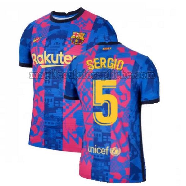 terza maglie calcio barcellona 2021 2022 sergio 5 blu rosso