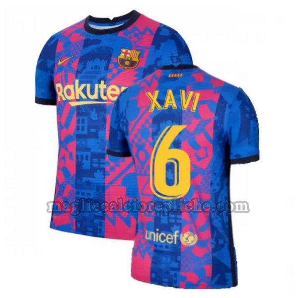 terza maglie calcio barcellona 2021 2022 xavi 6 blu rosso