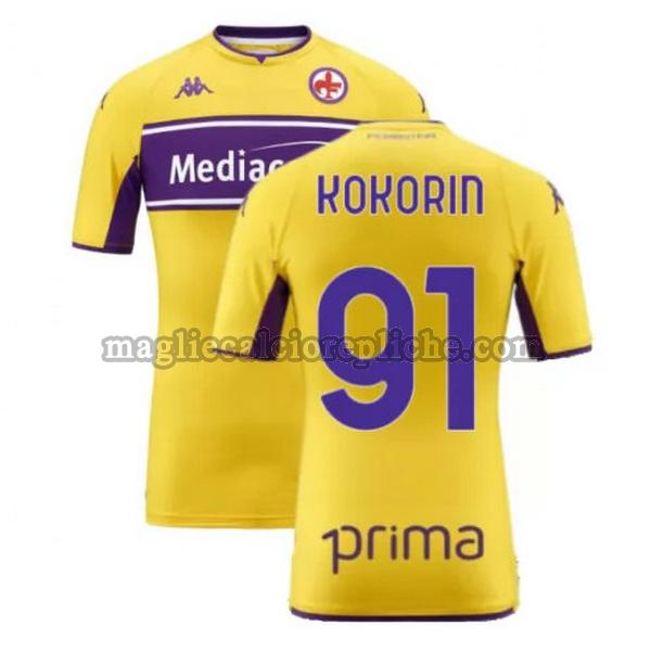 terza maglie calcio fiorentina 2021 2022 kokorin 91 giallo