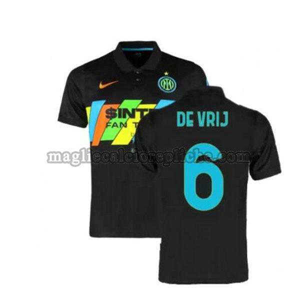 terza maglie calcio inter 2021 2022 de vrij 6 nero