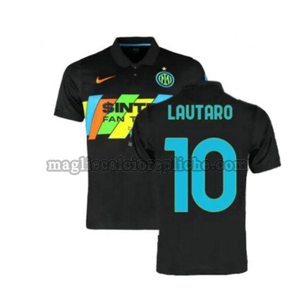 terza maglie calcio inter 2021 2022 lautaro 10 nero