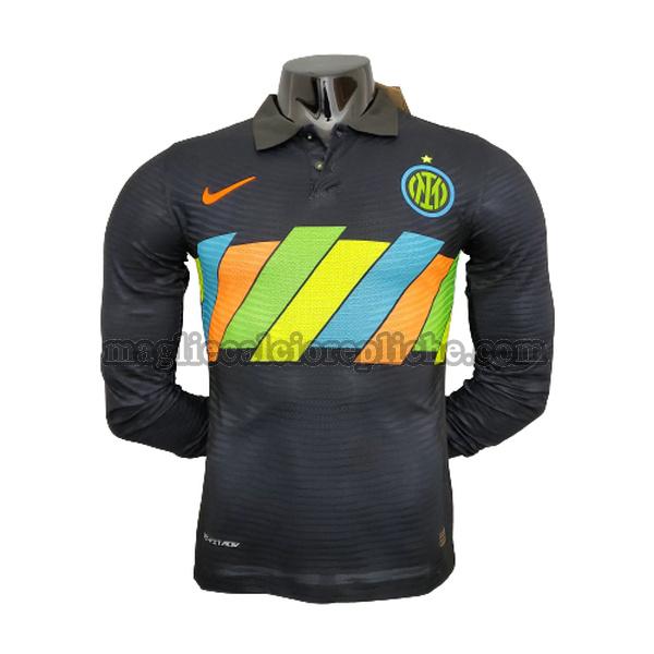 terza maglie calcio inter 2021 2022 player manica lunga nero