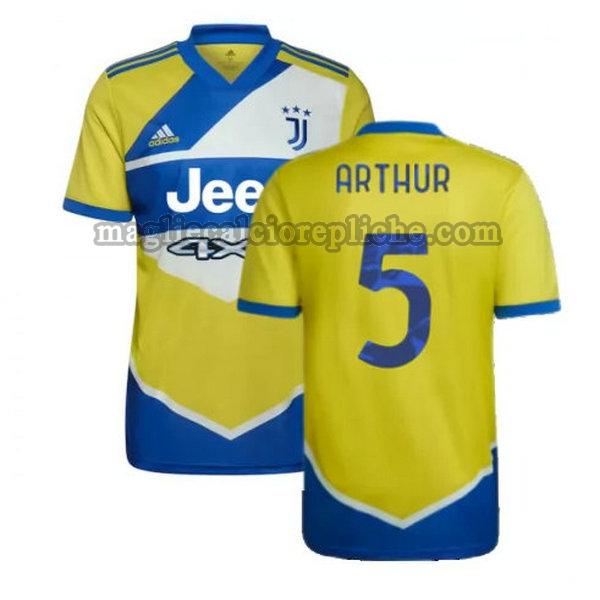 terza maglie calcio juventus 2021 2022 arthur 5 giallo blu