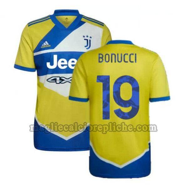 terza maglie calcio juventus 2021 2022 bonucci 19 giallo blu