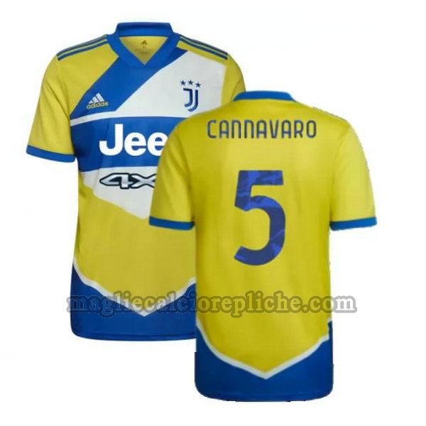 terza maglie calcio juventus 2021 2022 cannavaro 5 giallo blu