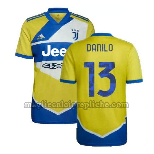 terza maglie calcio juventus 2021 2022 danilo 13 giallo blu