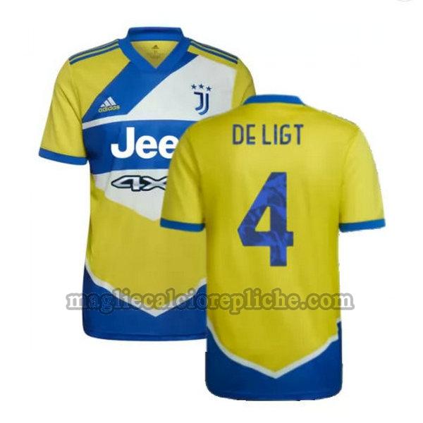 terza maglie calcio juventus 2021 2022 de ligt 4 giallo blu