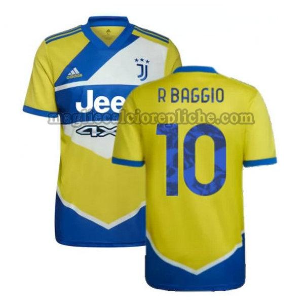 terza maglie calcio juventus 2021 2022 r baggio 10 giallo blu