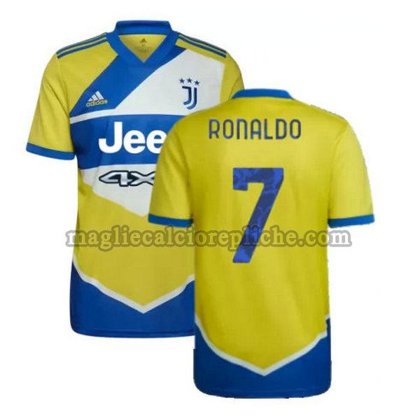 terza maglie calcio juventus 2021 2022 ronaldo 7 giallo blu