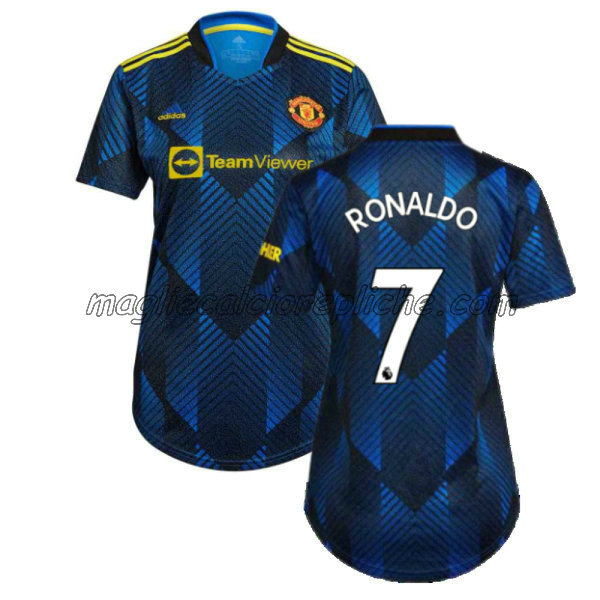 terza maglie calcio donna manchester united 2021 2022 cristiano ronaldo 7 blu