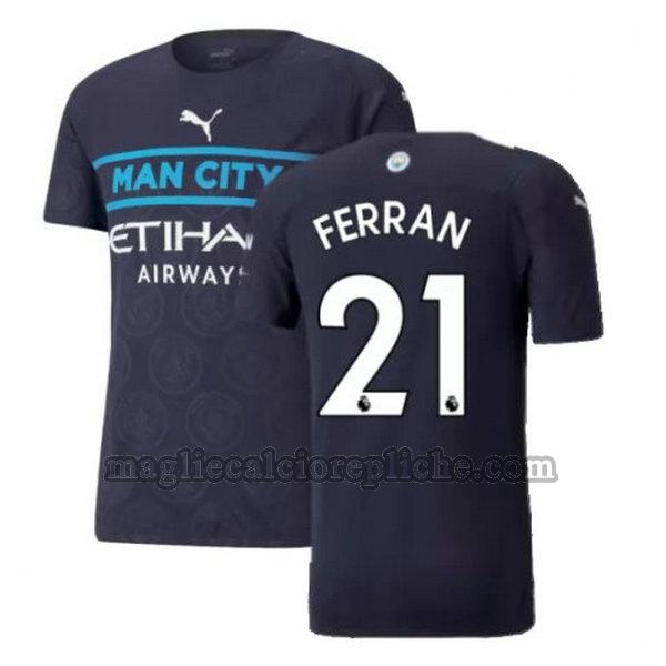 terza maglie calcio manchester city 2021 2022 ferran 21 nero