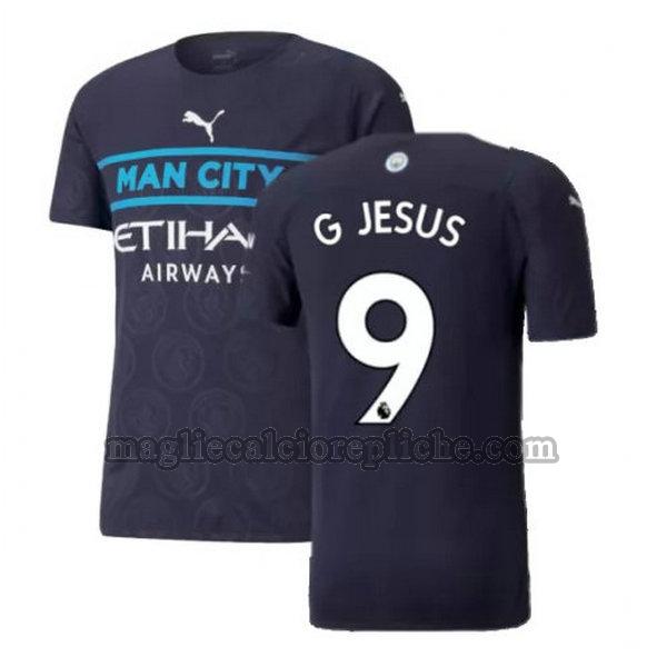 terza maglie calcio manchester city 2021 2022 g jesus 9 nero