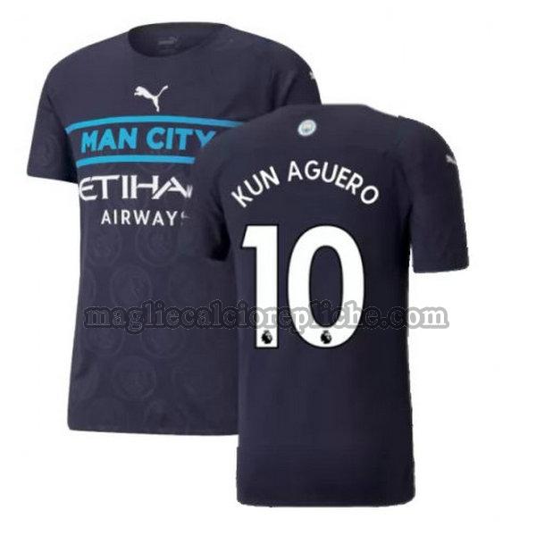 terza maglie calcio manchester city 2021 2022 kun aguero 10 nero