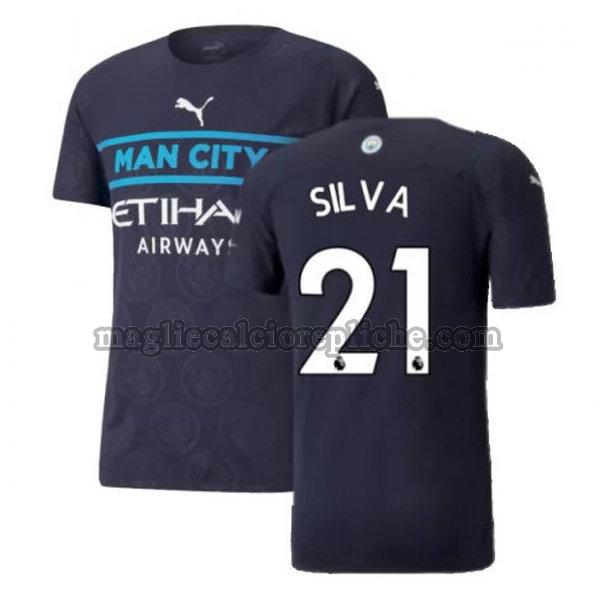 terza maglie calcio manchester city 2021 2022 silva 21 nero