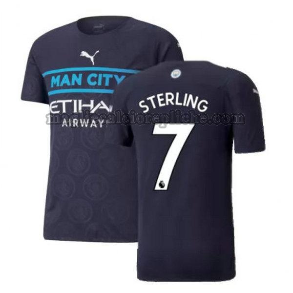 terza maglie calcio manchester city 2021 2022 sterling 7 nero