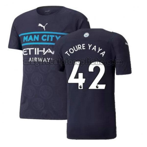 terza maglie calcio manchester city 2021 2022 toure yaya 42 nero