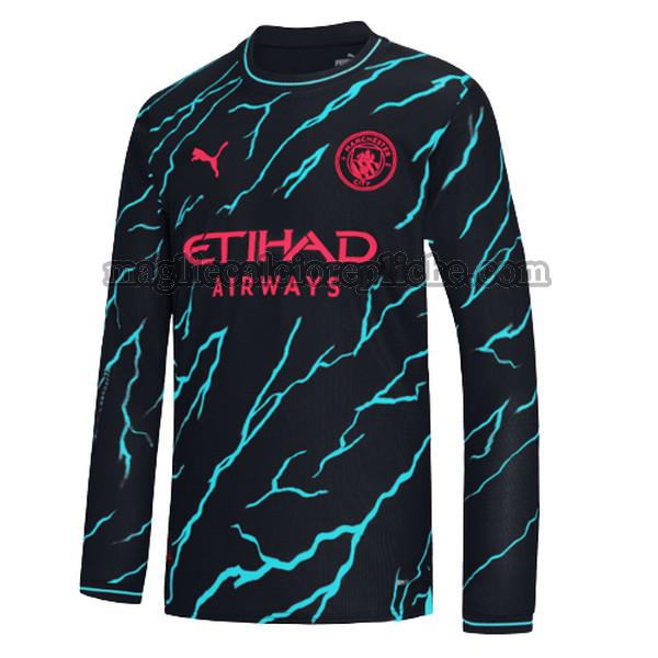 terza maglie calcio manchester city 2023 2024 manica lunga nero