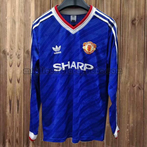terza maglie calcio manchester united 1986-1988 manica lunga blu