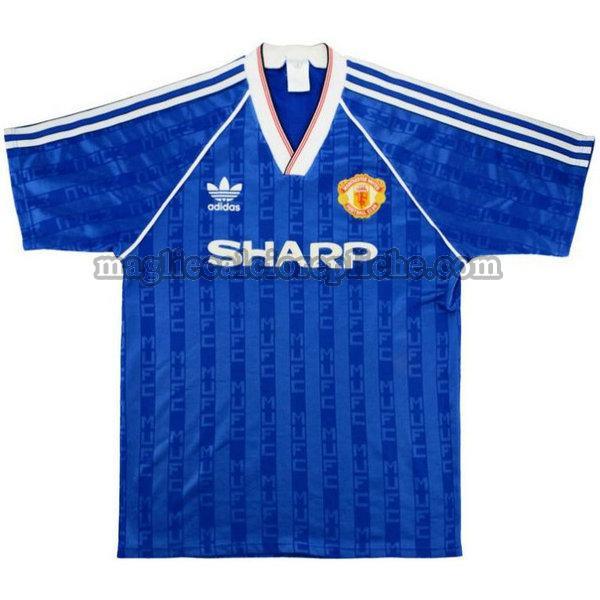 terza maglie calcio manchester united 1988-1990 blu