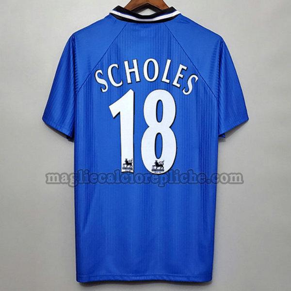 terza maglie calcio manchester united 1996-1997 scholes 18 blu