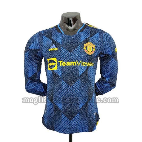 terza maglie calcio manchester united 2021 2022 player manica lunga blu