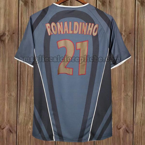 terza maglie calcio psg 2001-2002 ronaldinho 21 grigio