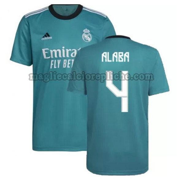 terza maglie calcio real madrid 2021 2022 alaba 4 verde