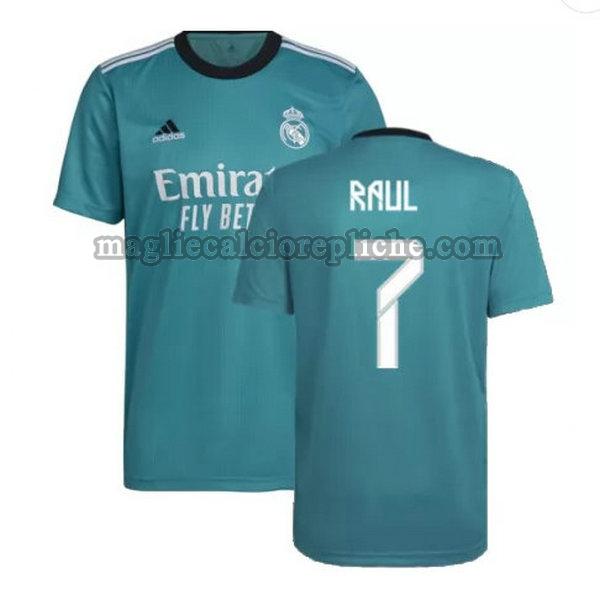 terza maglie calcio real madrid 2021 2022 raul 7 verde