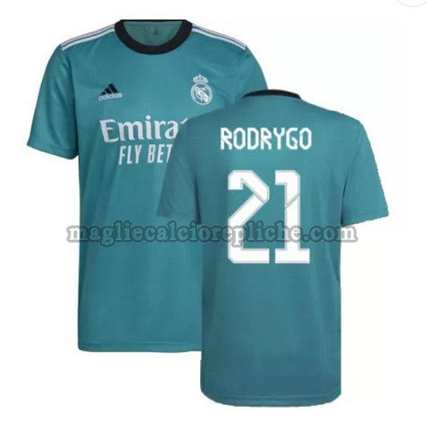 terza maglie calcio real madrid 2021 2022 rodrygo 21 verde