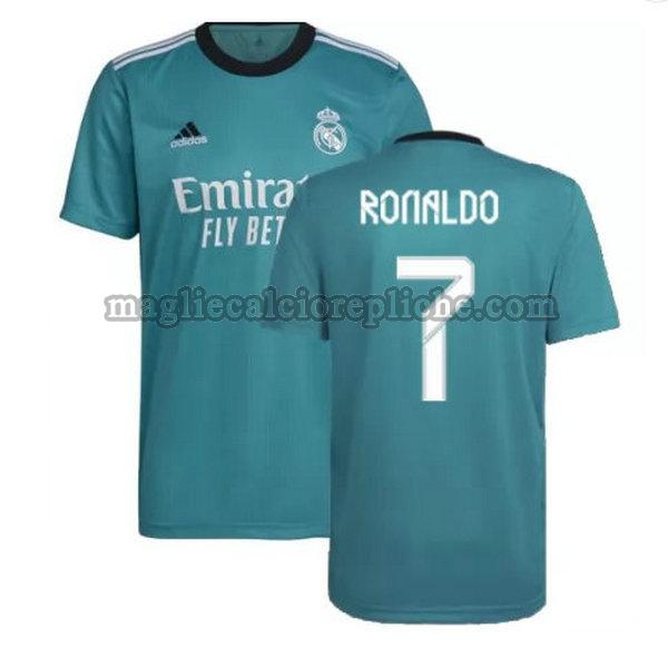 terza maglie calcio real madrid 2021 2022 ronaldo 7 verde