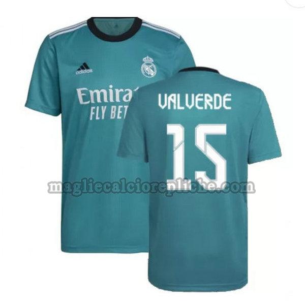 terza maglie calcio real madrid 2021 2022 valverde 15 verde