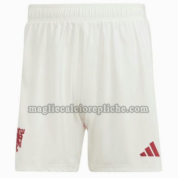 terza pantaloncini calcio manchester united 2023 2024 bianco