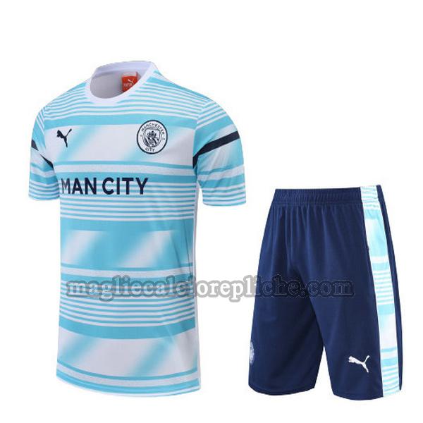 training maglie calcio manchester city 2022 2023 completo blu bianco