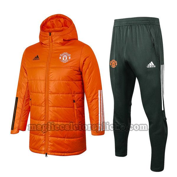 tuta sportiva piumino calcio manchester united 2020 2021 completo arancione