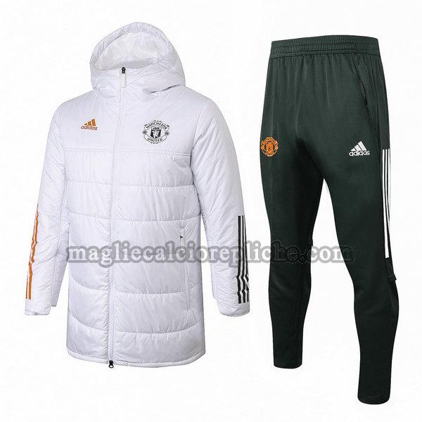 tuta sportiva piumino calcio manchester united 2020 2021 completo bianco